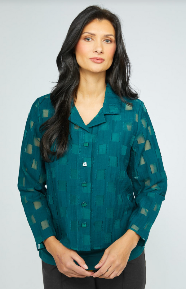 Marine Checkered Mesh Button jacket