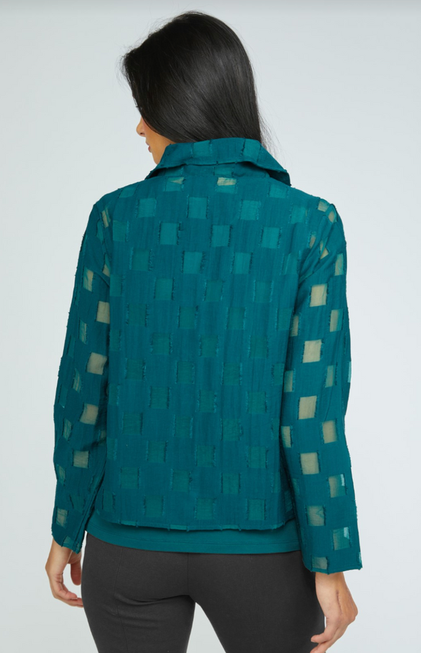 Marine Checkered Mesh Button jacket