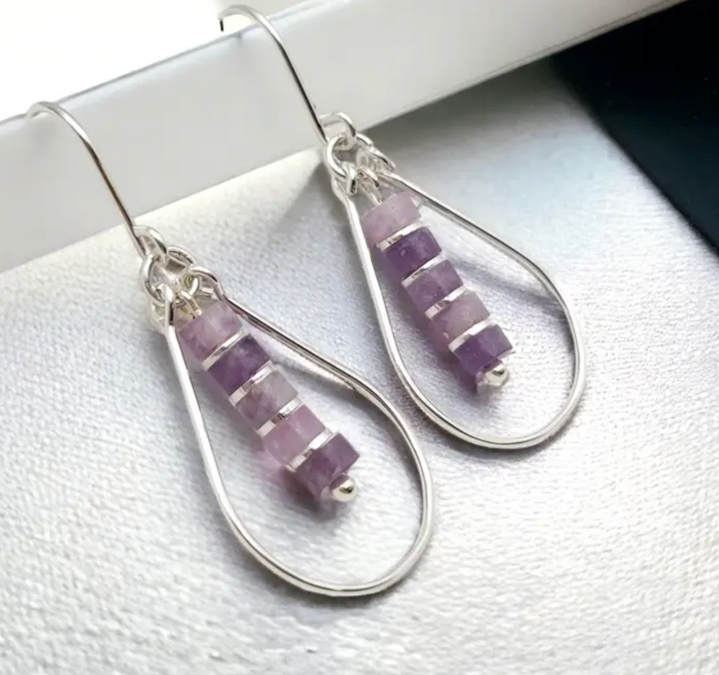 Sterling Silver Teardrop Amethyst Earrings