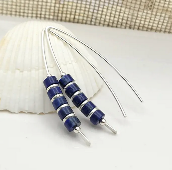Lapis Lazul Sterling Silver Threaders Earrings