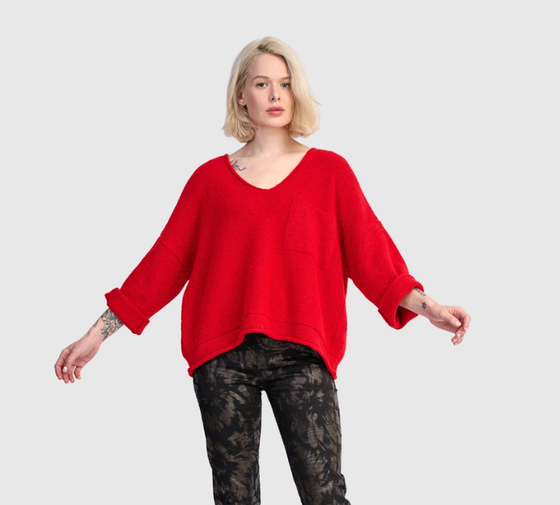 Red V-Neck Sweater