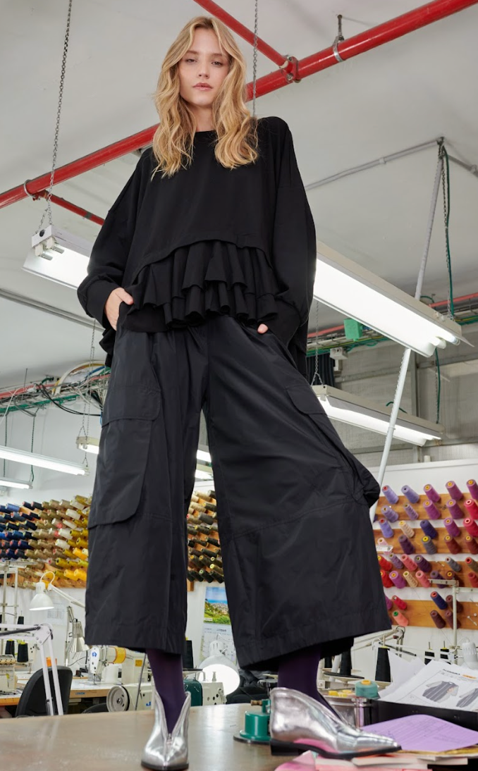 Black Cropped Cargo Pant