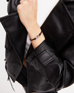 Grey Crystal Leather Bracelet