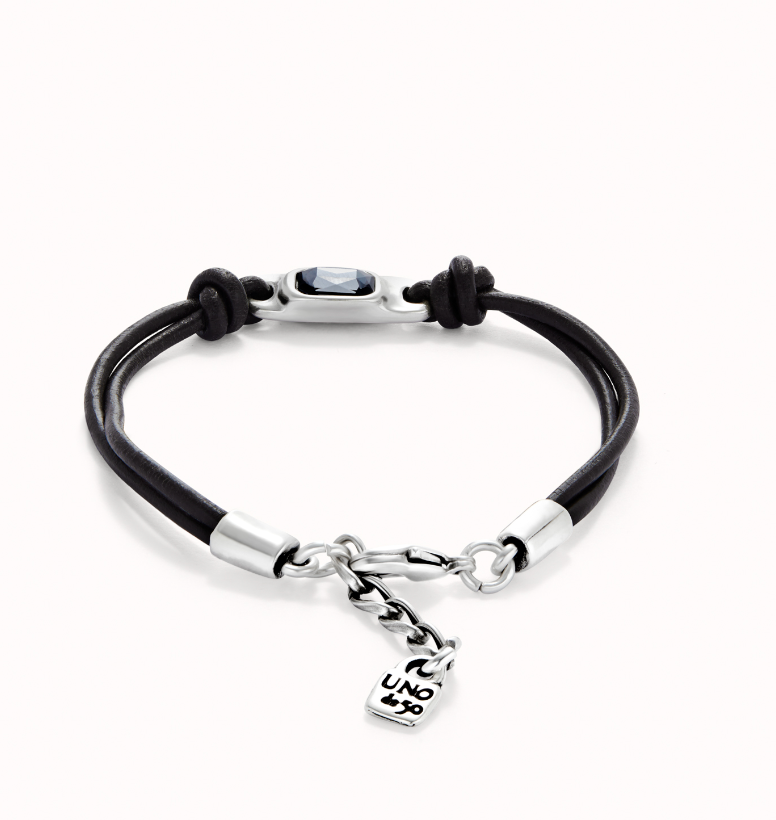 Grey Crystal Leather Bracelet
