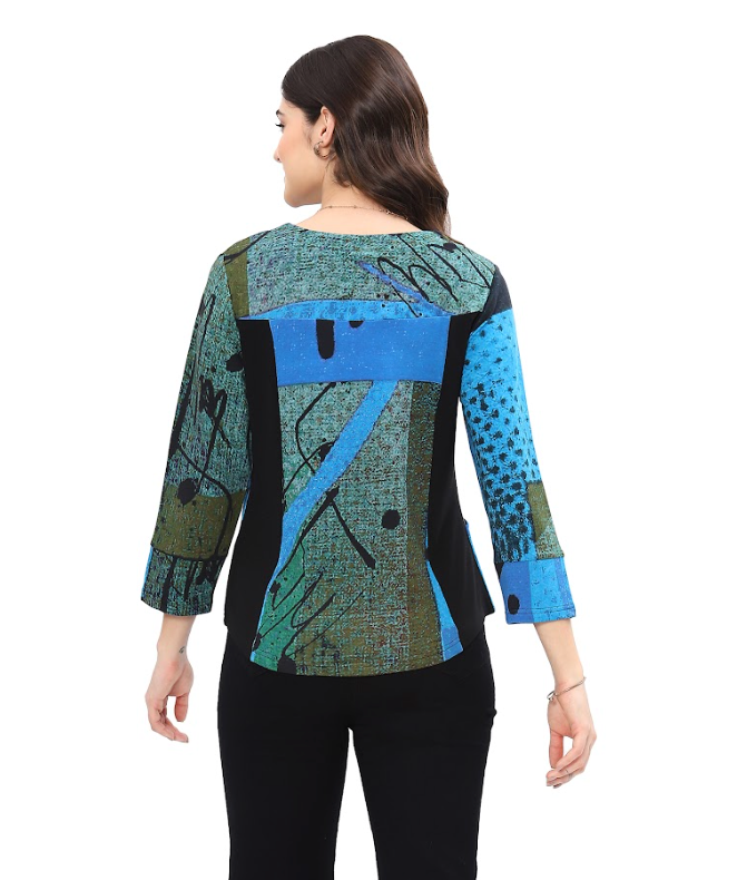 Andrea Blue Button Top