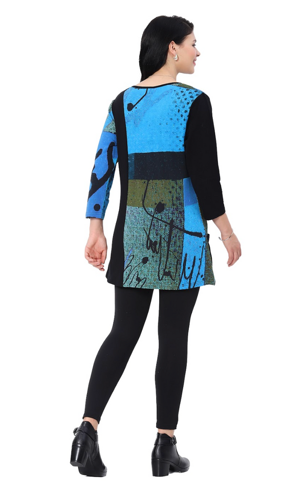 Blue V-Neck Pocket Tunic