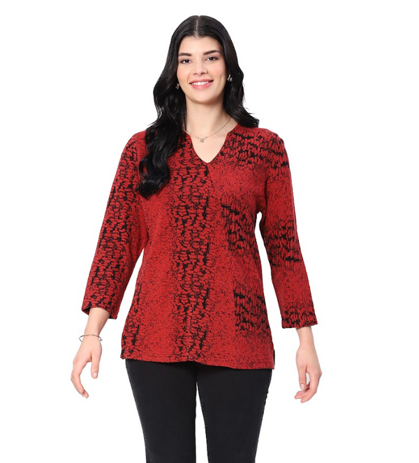 Paula Red V-Neck Top