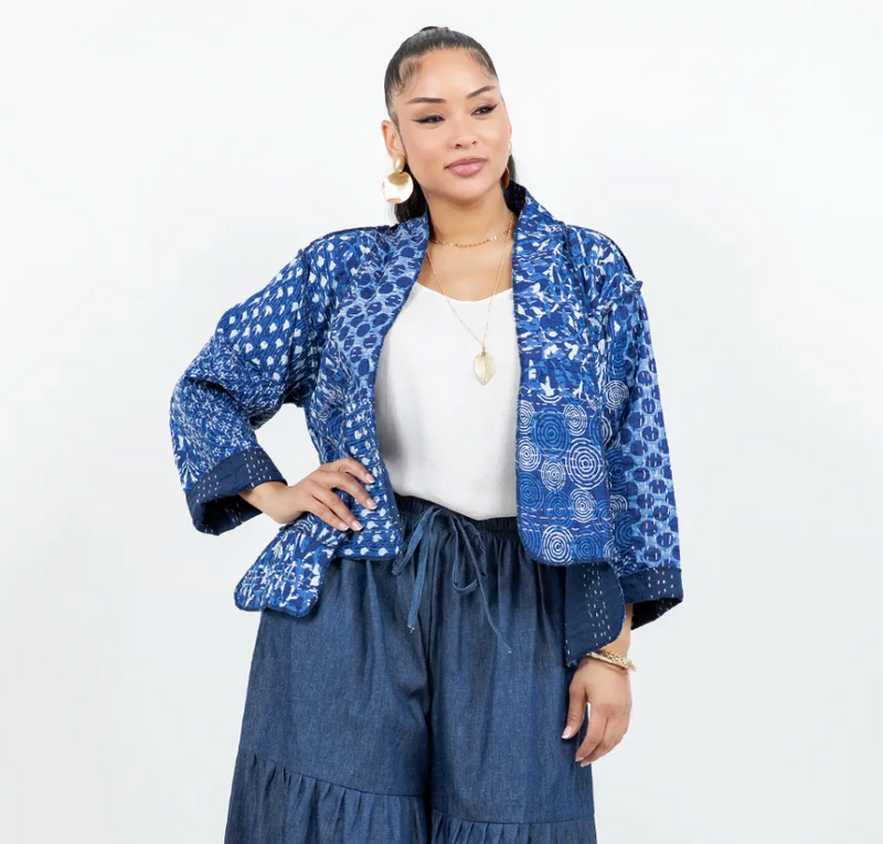 Indigo Patchwork Kimono Jacket