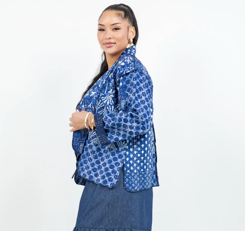 Indigo Patchwork Kimono Jacket