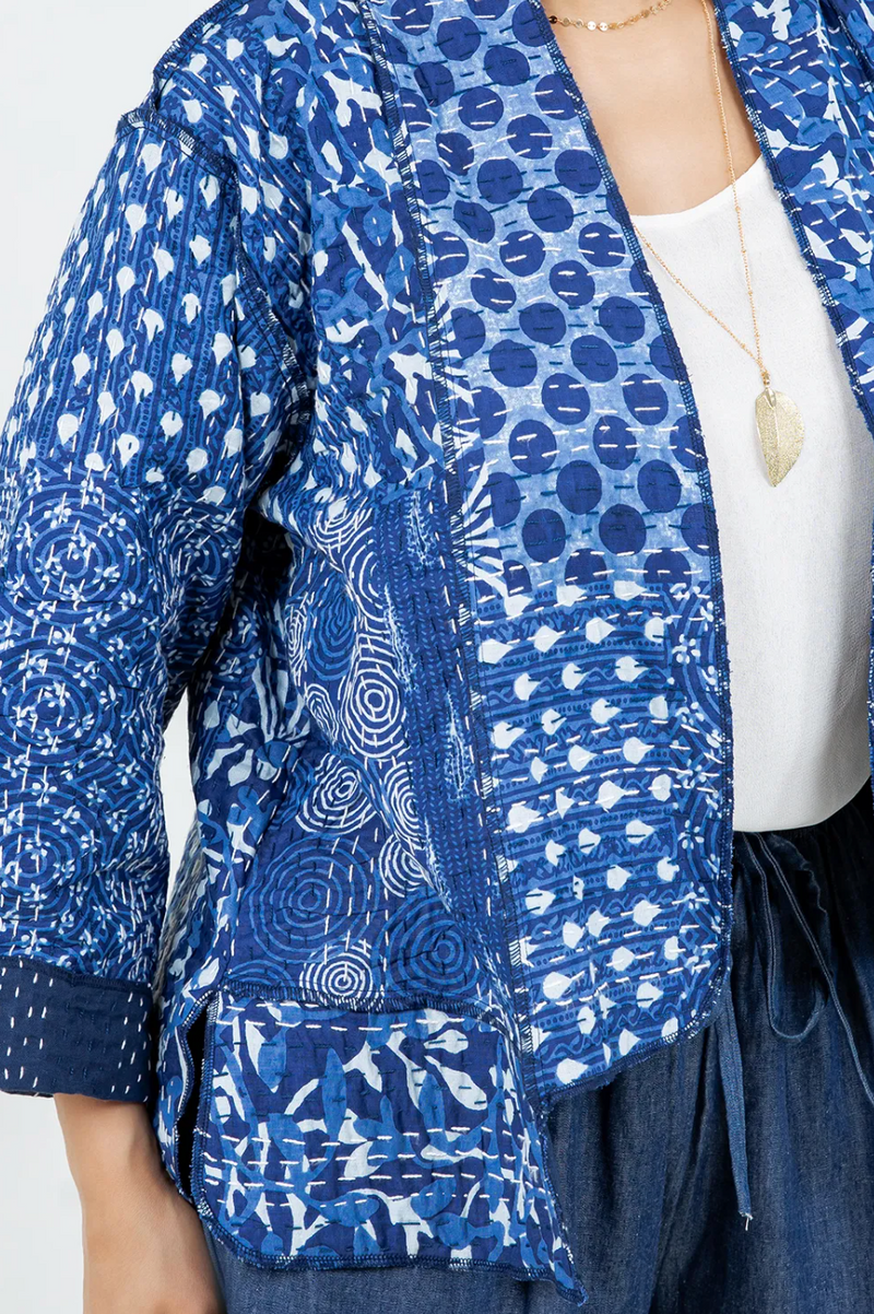 Indigo Patchwork Kimono Jacket