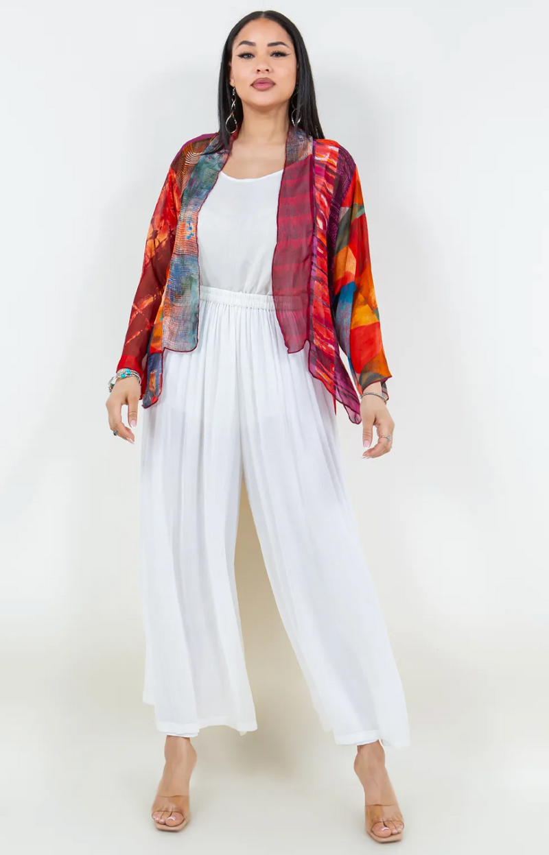 Red Patchwork Kimono Jacket