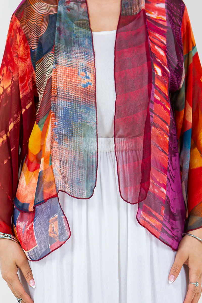 Red Patchwork Kimono Jacket