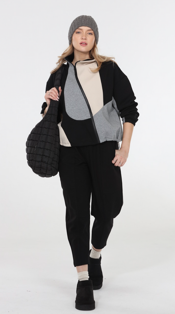 Colorblock Asymmetrical Zip Jacket