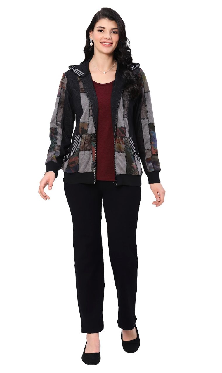 Grey Color Block Zip Jacket