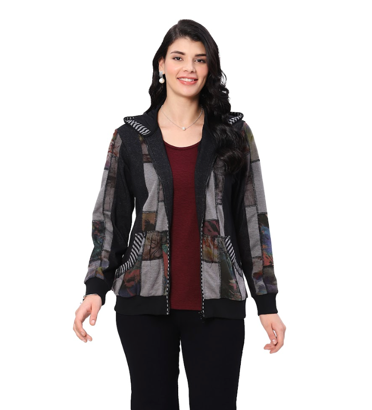 Grey Color Block Zip Jacket