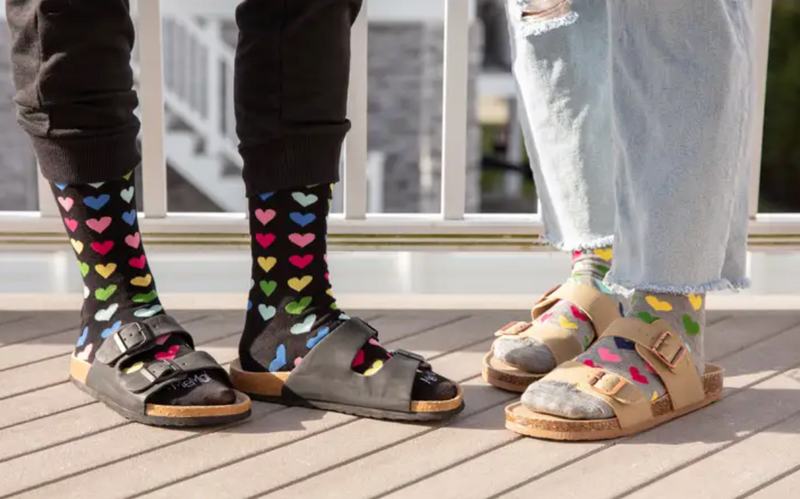 Multicolor Heart Bamboo Crew Socks