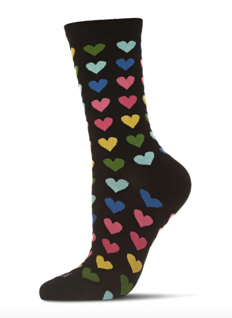 Multicolor Heart Bamboo Crew Socks