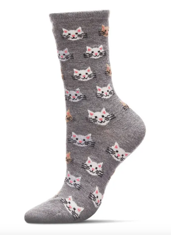Cat Face Cashmere Crew Socks