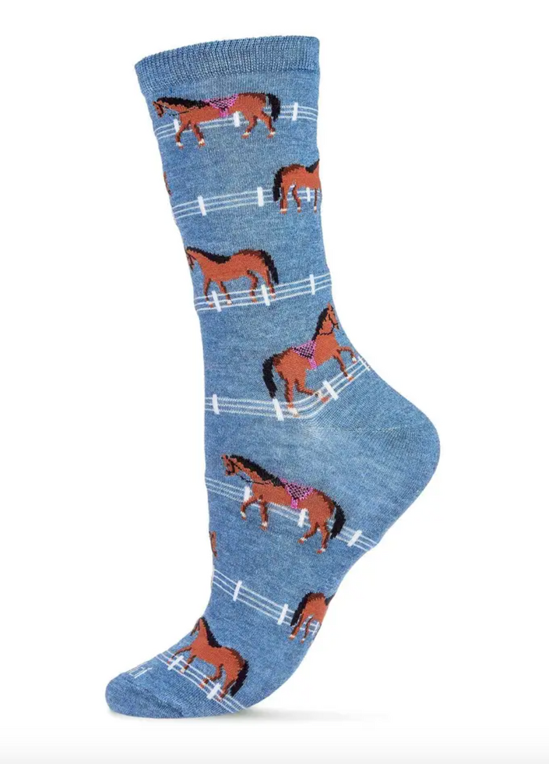 Denim Horses Bamboo Blend Crew Socks