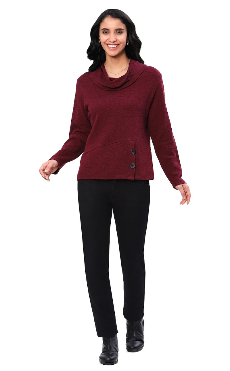 Wine Cowl Neck Top