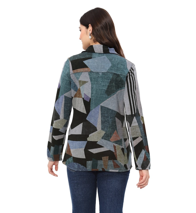 Blue Geo Reversible Zip Jacket