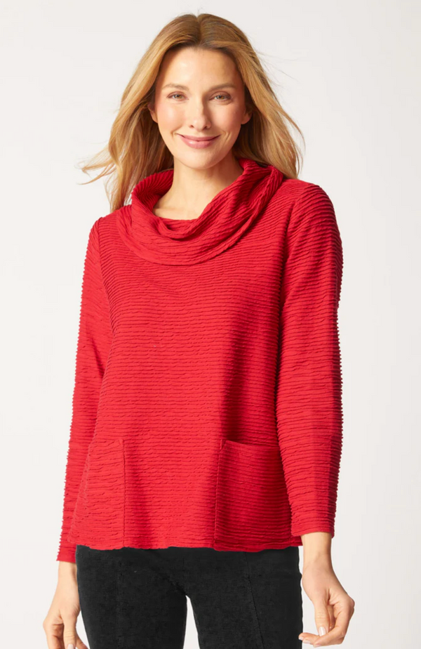 Ruby Texture Pocket Cowl Top