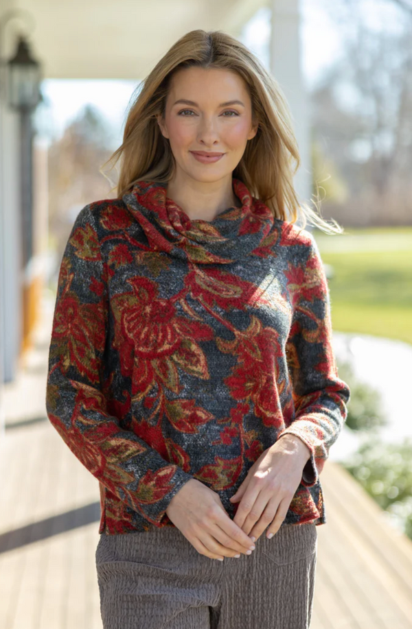 Autumn Paisley Cowl Neck Top