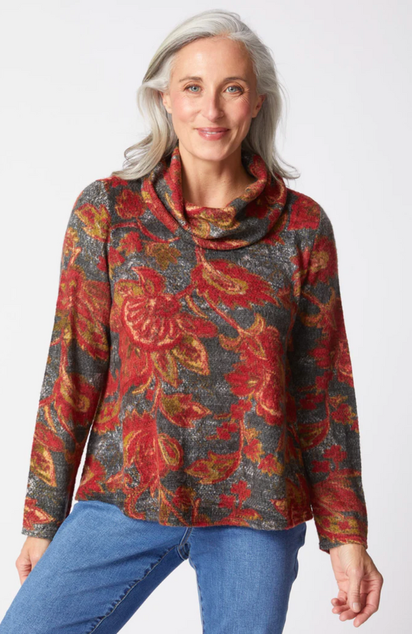 Autumn Paisley Cowl Neck Top