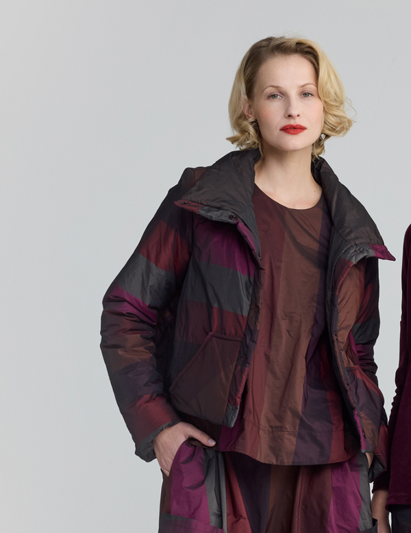 Dark Scarlet Crop Puffer Jacket