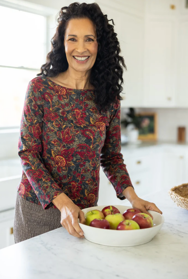 Paisley Wine Scoop Neck Top