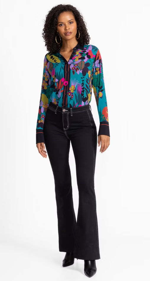 House of Florals Button Top