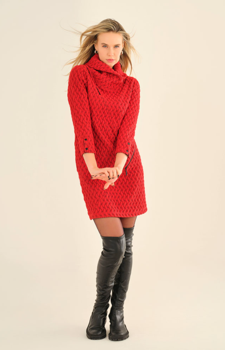 Red Basket Weave Dress
