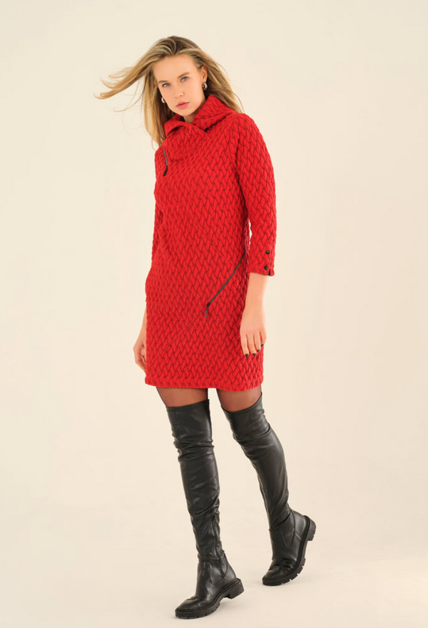 Red Basket Weave Dress