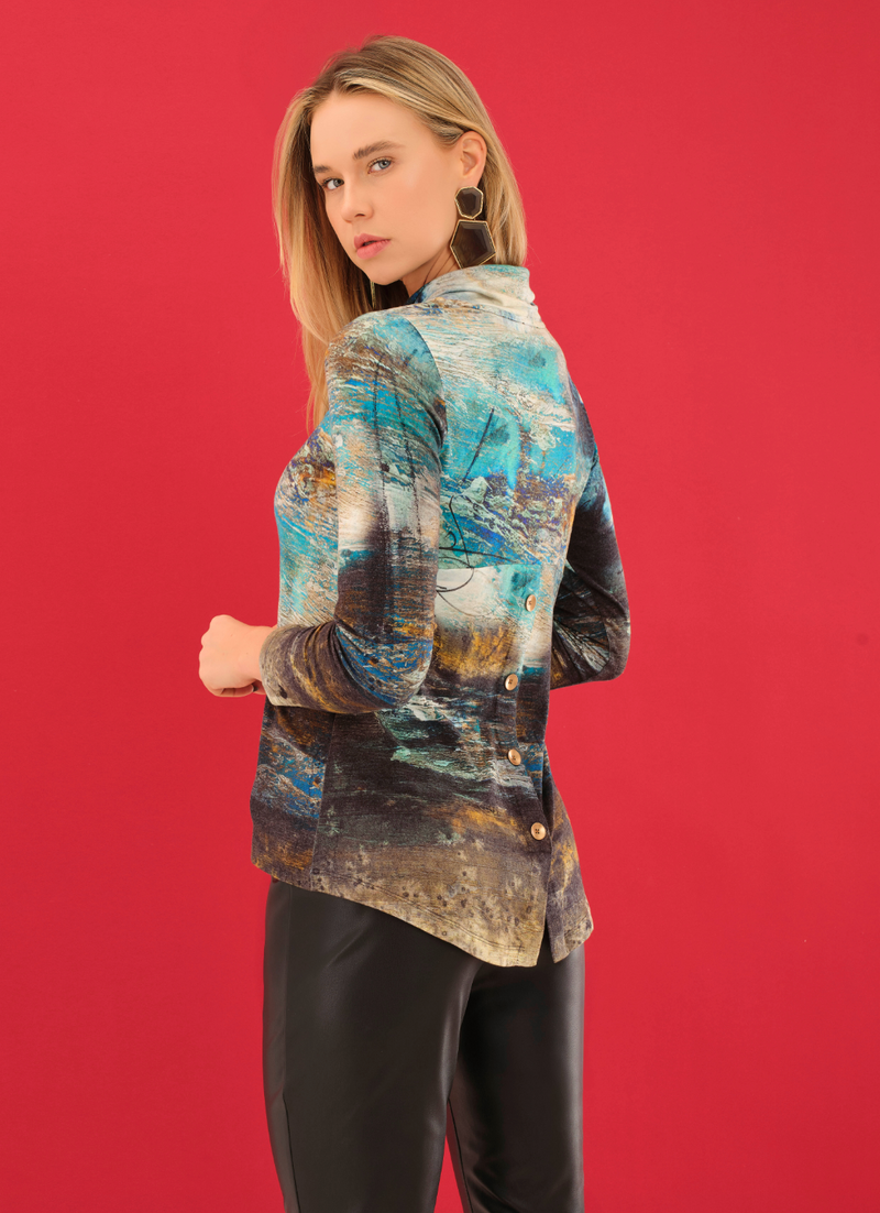 Art Cowl Neck Top
