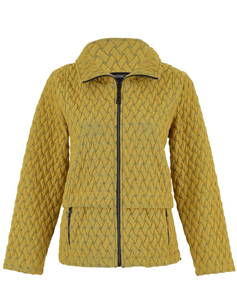 Chartreuse Basket Weave Zip Jacket