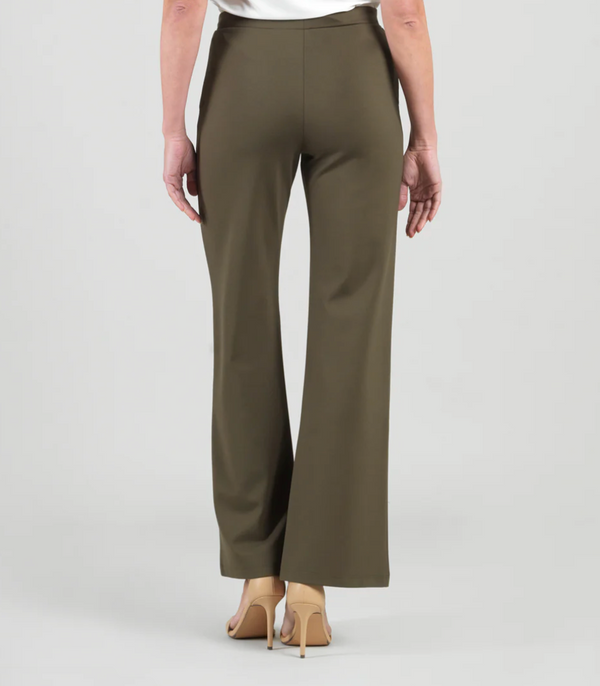 Olive Ponte Loose Leg Pocket Pant
