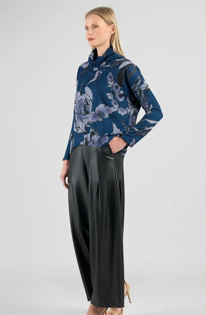 Navy Floral Sweater Top