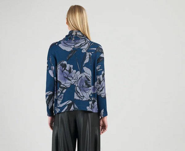 Navy Floral Sweater Top