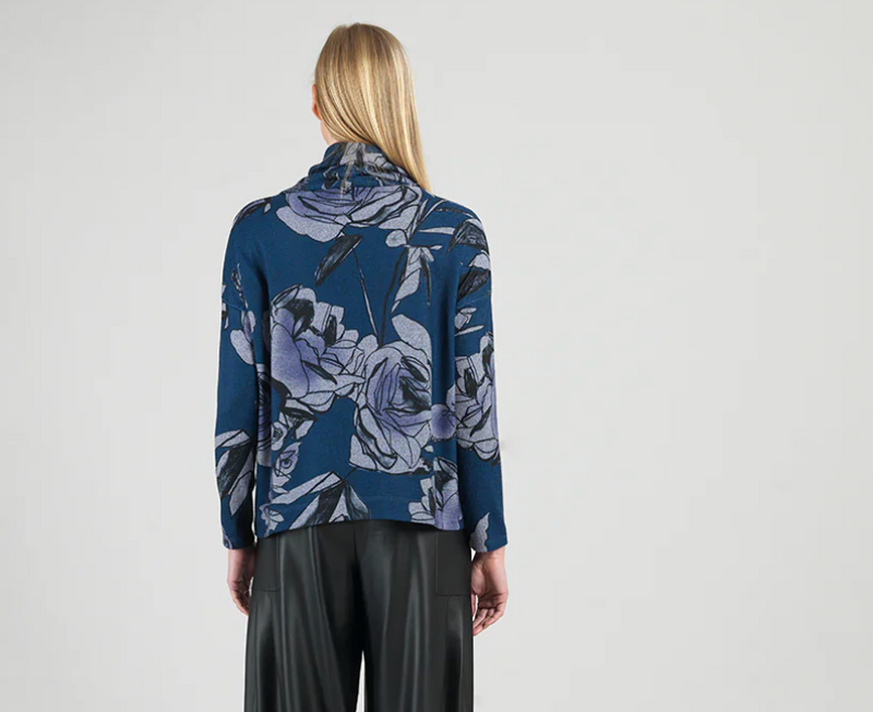 Navy Floral Sweater Top