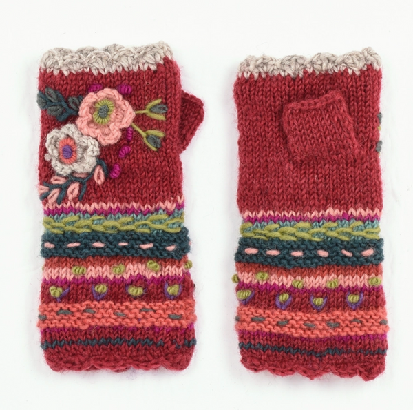 Goji Berry Wool Knit Handwarmers