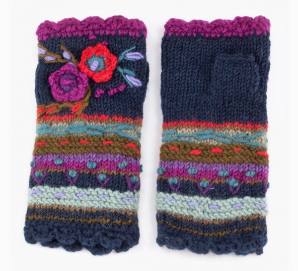 Teal Wool Knit Handwarmers