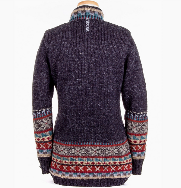 Black Nordic Wool Zip Sweater