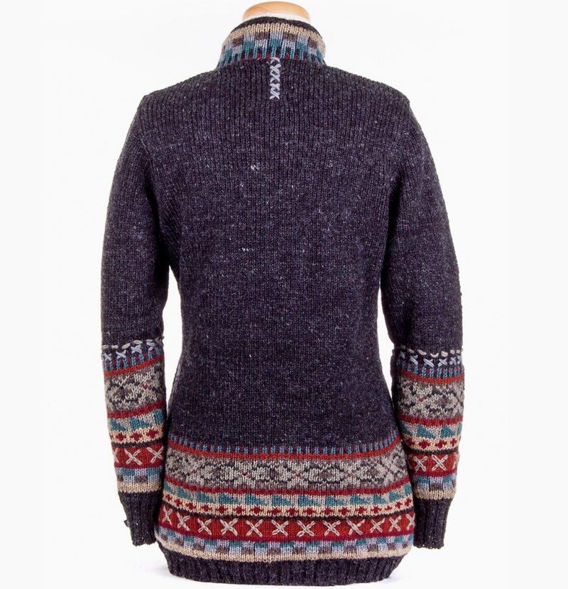 Black Nordic Wool Zip Sweater