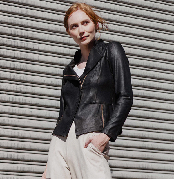 Liquid Leather Zip Jacket Black