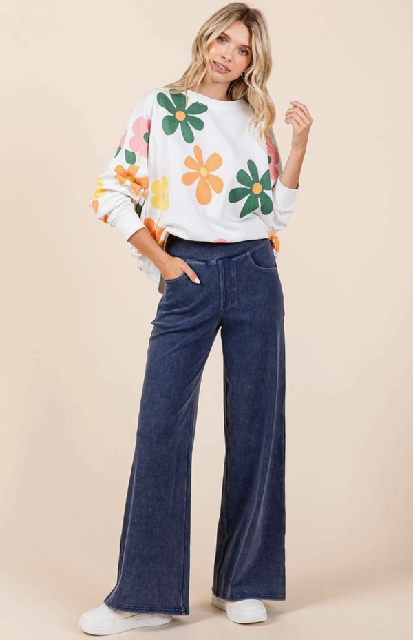 Denim Pocket Wide Leg Pant