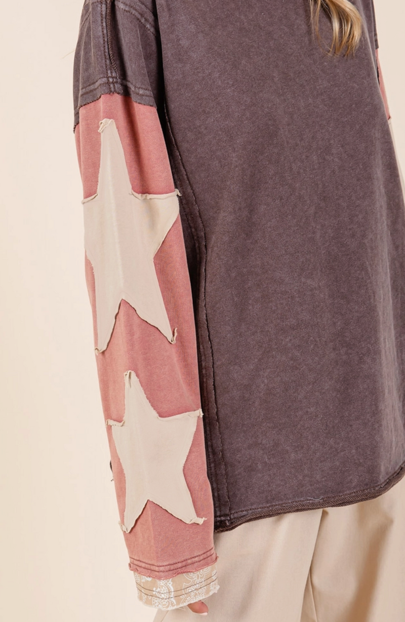 Brown Star Patch Top