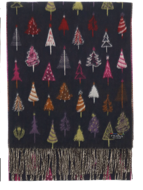 Navy Holiday Trees Cashmink Scarf