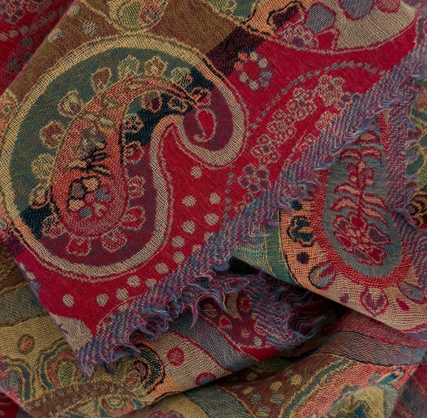Pink Paisley Wool Scarf