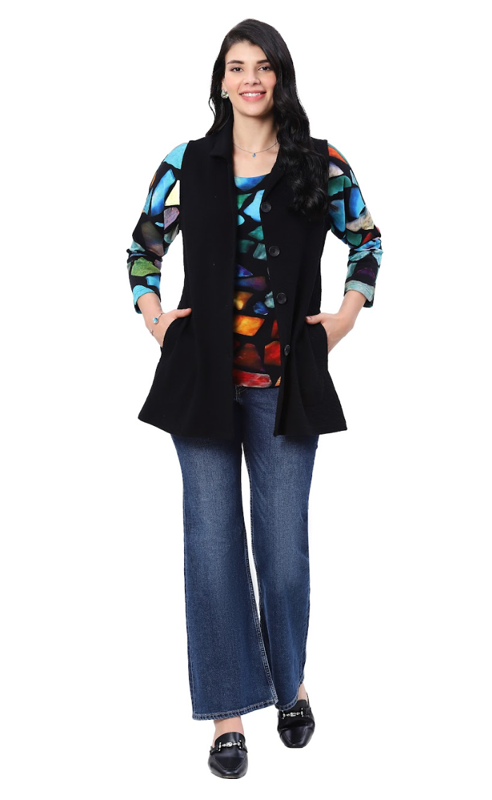 Black Button Vest