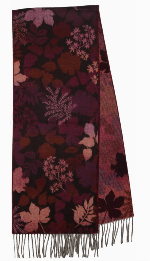 Burgundy Autumn Leaves Scarf